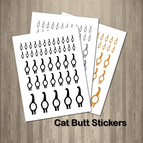 Cat Butt Stickers Printable Cat Butt Sticker Sheet Cat Etsy