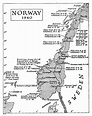 Map of Norway 1940 (Showing Invasion Points) 1949 | Norway, Harstad ...