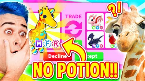 Trading My No Potion Mega Neon Giraffe In Adopt Me Roblox Roblox