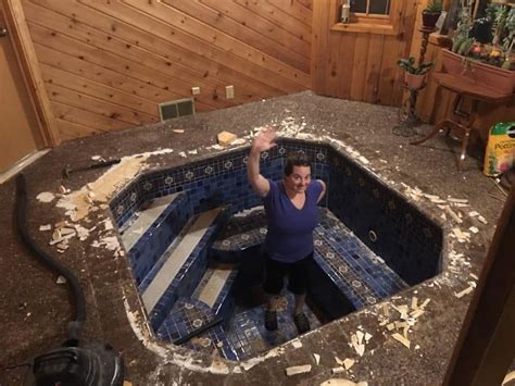 hidden bath found under couples new home is in great condition
