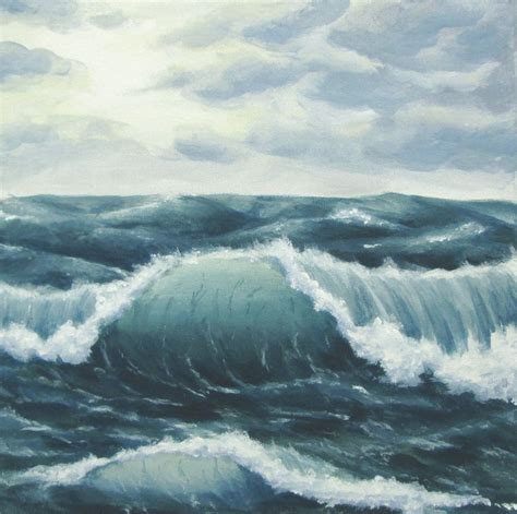 Ocean Art Original Choppy Seas Painting Stormy Ocean Painting