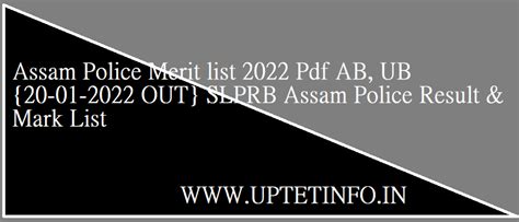 Assam Police Merit List Pdf Ab Ub Out Slprb Assam