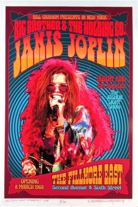Janis Joplin Poster New Original Fillmore East Tribute Sn 100 By David