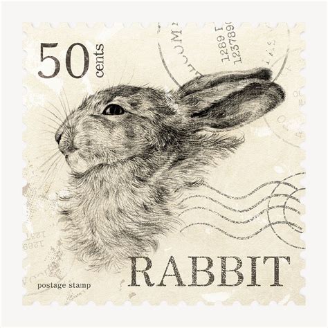 Rabbit Postage Stamp Ephemera Collage Free Psd Rawpixel