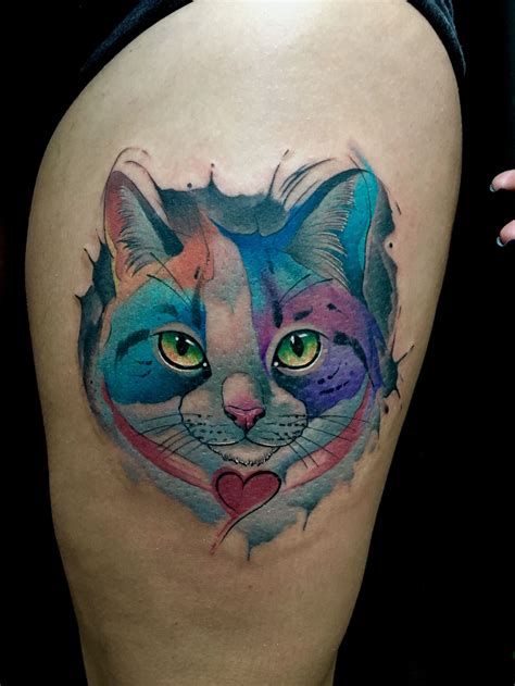 Cat Watercolor Tattoo By Juan David Castro R Watercolor Cat Tattoo