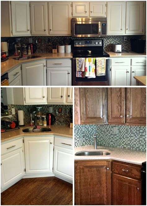 Keep in mind that although the coffee grounds will remove the odor, they will deposit a coffee odor in its place, whereas the vinegar smell will go away. wood kitchen cabinet makeover from stained wood to Origami ...