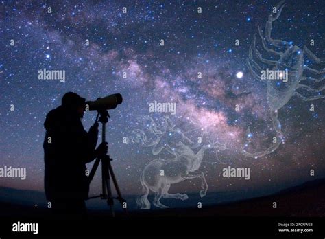 Stargazing Person Using A Telescope To Observe The Centaur Centaurus