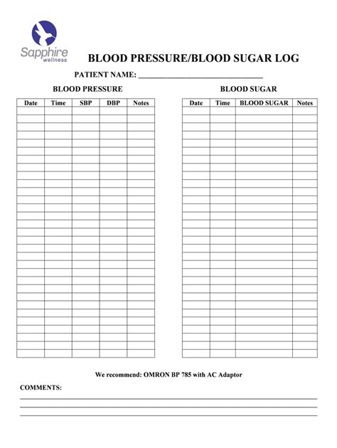 Blood Pressureblood Sugar Log 2020 2021 Fill And Sign Printable