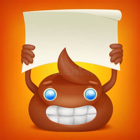 Poop Emoticon Cartoon Character With Paper Banner Stock Illustration
