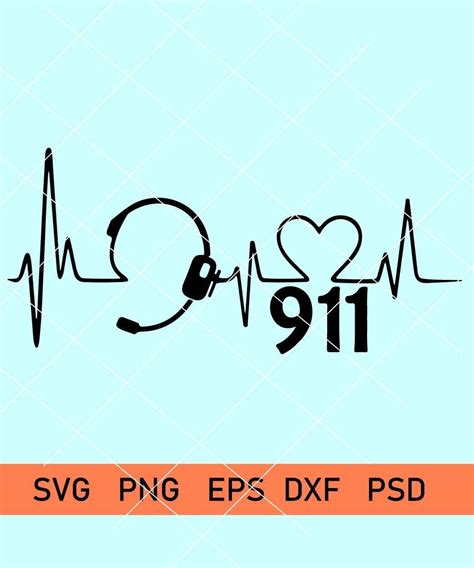 911 Dispatcher Heartbeat Headset svg, 911 svg, 911 Dispatcher svg