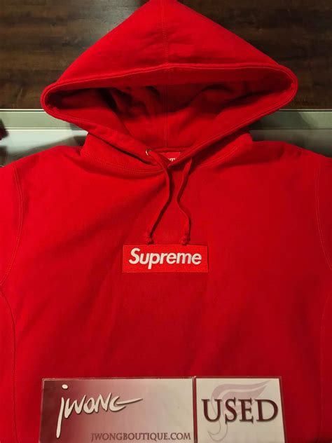 2016 Supreme Box Logo Hooded Sweatshirt Red Jwong Boutique