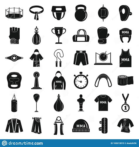 Mixed Martial Arts Icons Set Simple Style Stock Vector