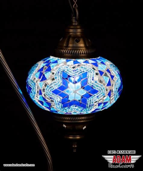 Swan Neck Mosaic Table Lamp Blue Model 1 Large Mosaic Lamps