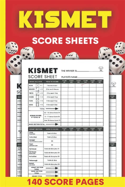Kismet Score Sheets A Kismet Dice Game Score Pads For Scorekeeping
