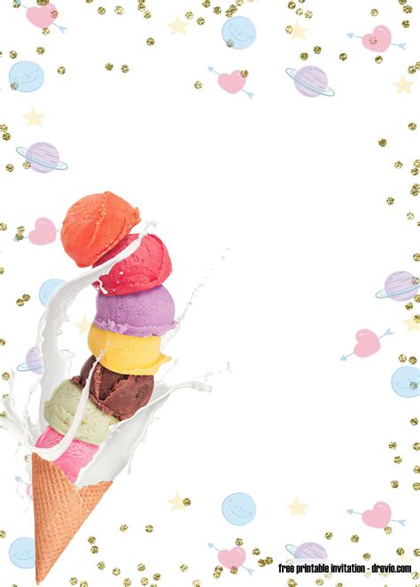 Free Printable Ice Cream Birthday Invitation Templates Download