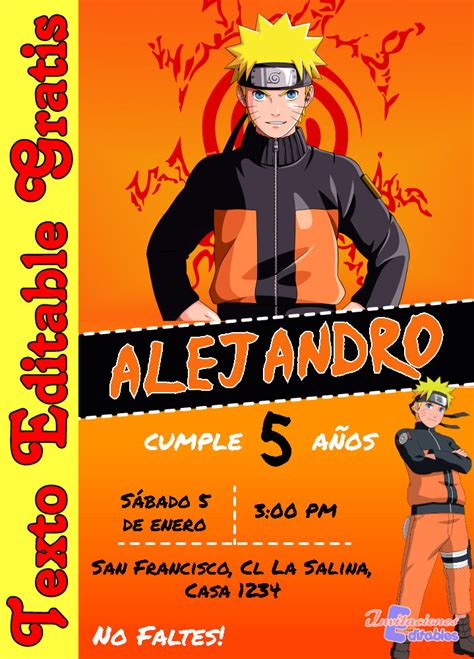 Invitación De Naruto 01 Gratis Invitaciones Editables 2023
