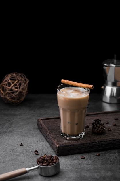 Free Photo Assortment With Frappe And Dark Background