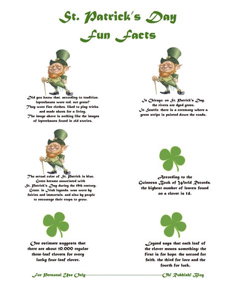 St Patrick Day Trivia Facts Lunch Box Notes Saint Patrick Day