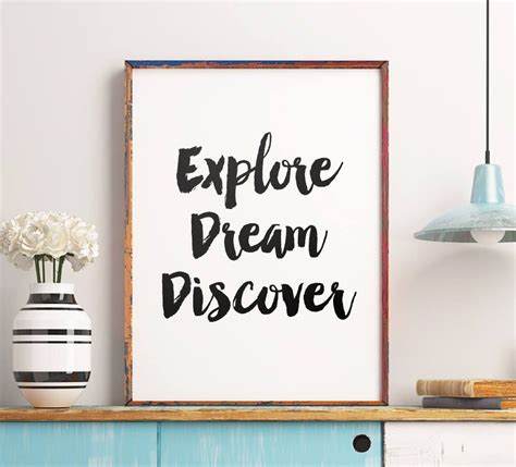 Explore Dream Discover Printable Art Typography Wall Art Motivational