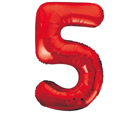 86cm Colour Foil Numberal Balloon Birthday Party Helium Red Number 5