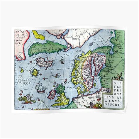 Map Of Northern Europe Ortelius 1570 Poster By Paulrommer Redbubble