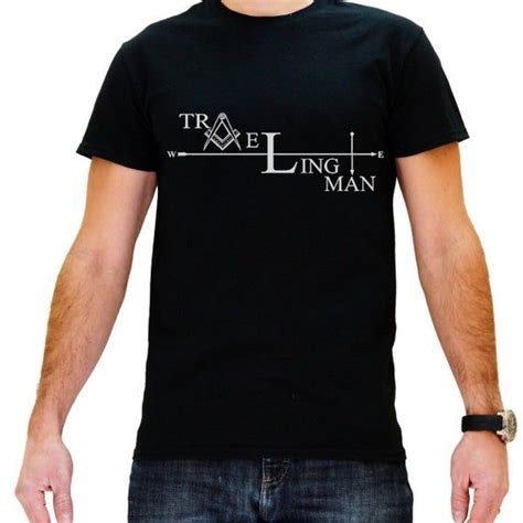Traveling Man Square And Compass Masonic Mens Crewneck T Shirt Tme App S 01059 Etsy Men Mens