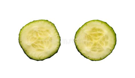 Two Fresh Slices Of Cucumber Stock Photo Image Of Piece Vegetarian
