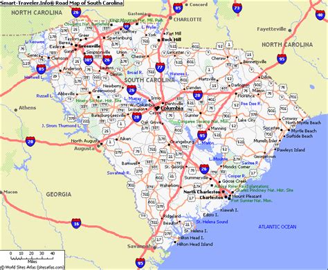Road Map Of South Carolina And Georgia Cities And Towns Map Images