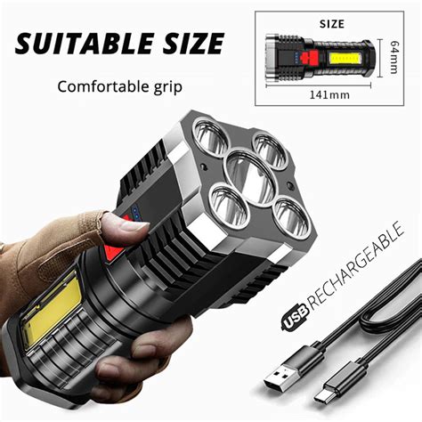 Led High Power Flashlights Outdoor Rechargeable Waterproof Walking