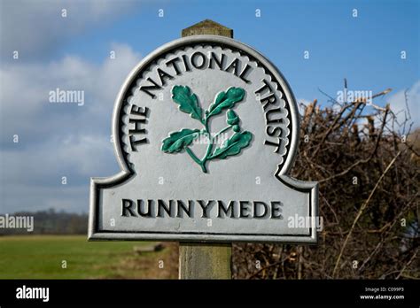 National Trust Sign Signpost Post Runnymede Surrey Uk Runnymede