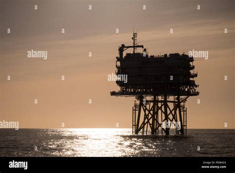 The Silhouette Of One Of Two Substations On Walney Extension Offshore