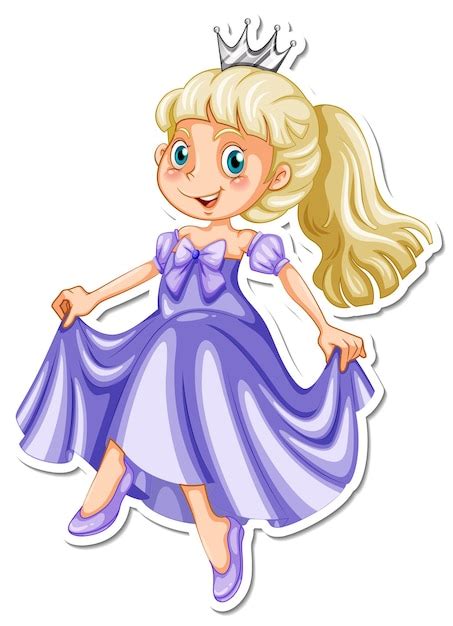 Free Vector Beautiful Princess Cartoon Character Sticker
