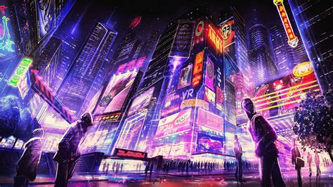K Wallpaper Cyberpunk City Art