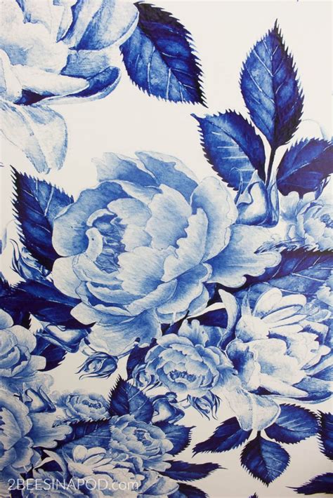 Bold Floral Blue And White Removable Wallpaper One Room Challenge