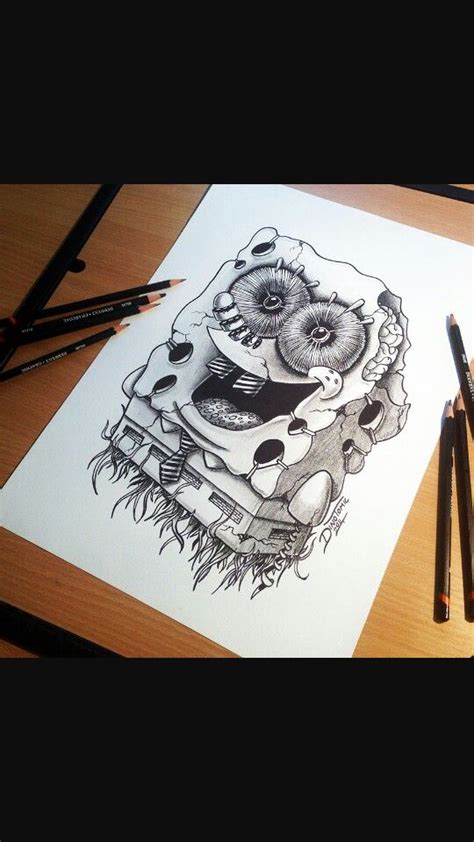 Scary Spongebob Realistic Pencil Drawings Spongebob
