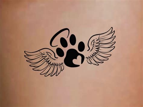 Paw Print Heart Angel Wings Temporary Tattoo Dog Angel Wings Etsy