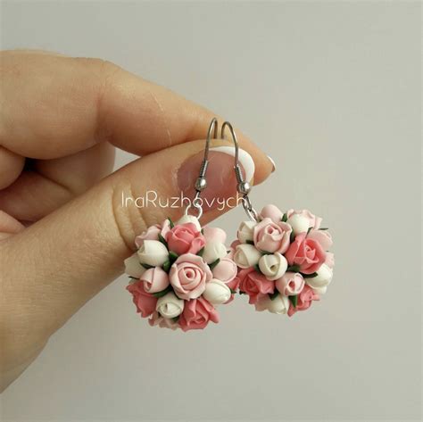 Polymer Clay Jewelry Floral Earrings Handmade Flowers Etsy Polymer