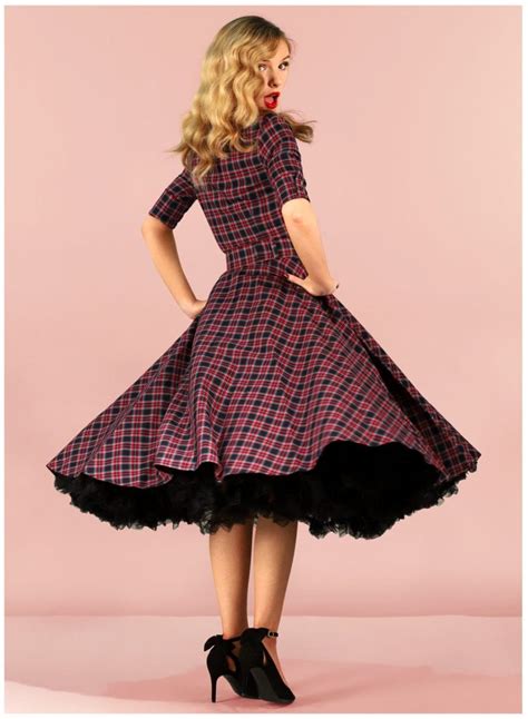 Dee Dee Black Watch Tartan Vintage 50s Full Circle Dress British Retro