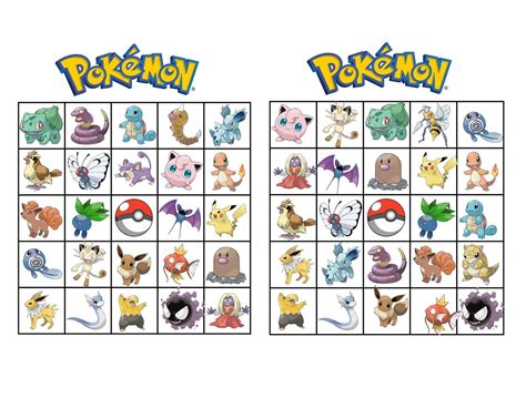 Free Printable Pokemon Bingo Bingo Printable Pokemon Party Games