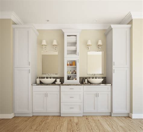 Unlike a freestanding sink, a bathroom vanity holds a sink bowl in the countertop, although you can also mount a sink on top the vanity cabinet. Clever Storage Ideas for Small Bathrooms - The RTA Store