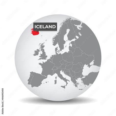 Stockvektorbilden World Globe Map With The Identication Of Iceland Map