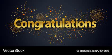 Congratulations Banner With Fireworks Royalty Free Vector