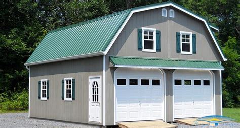 The detached garage is designed to house four cars with two on hydralic lifts and two below the lifts. 2-Story Prefab Garage | Modular Garage with Loft | Horizon Structures