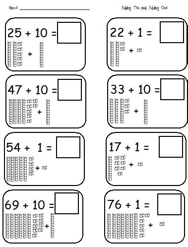 Free math worksheets hundreds tens ones exceptional and. Adding 10 and 1; Subtracting 10 and 1 | First Grade ...