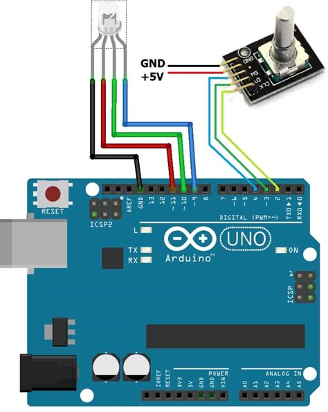 Rgb Led Color Control Using Rotary Encoder And Arduino