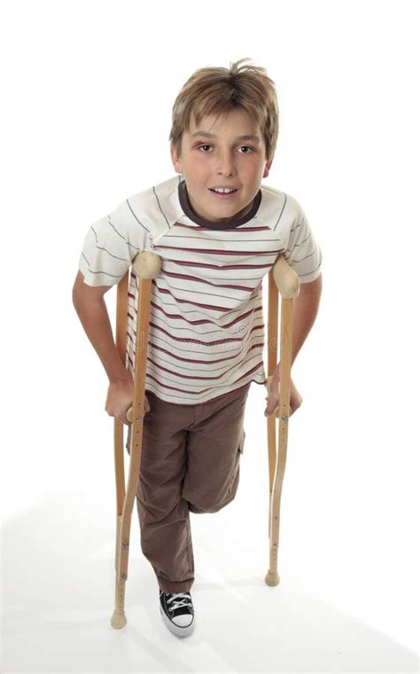 Injured Child Using Crutches Stock Image Image Of Crutches