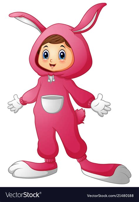 Cute Girl In A Pink Bunny Costume Royalty Free Vector Image