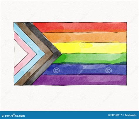 lgbt pride month watercolor texture concept rainbow flag brush style isolate on white