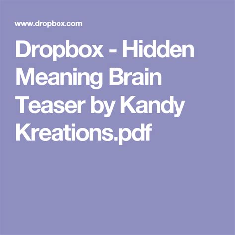 Dropbox Hidden Meaning Brain Teaser By Kandy Kreationspdf Brain