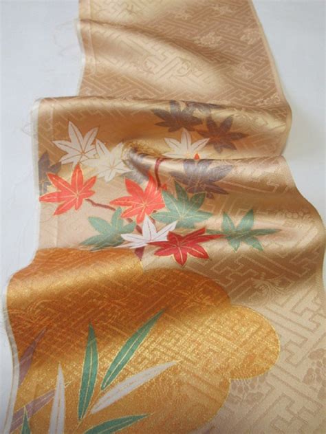 Japanese 100 Pure Silk Cloth From Kyoto Beige Chrysanthemum Etsy